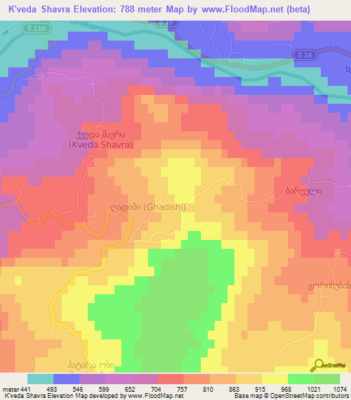 K'veda Shavra,Georgia Elevation Map