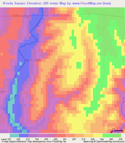 K'veda Sazano,Georgia Elevation Map
