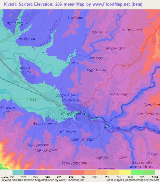 K'veda Sak'ara,Georgia Elevation Map