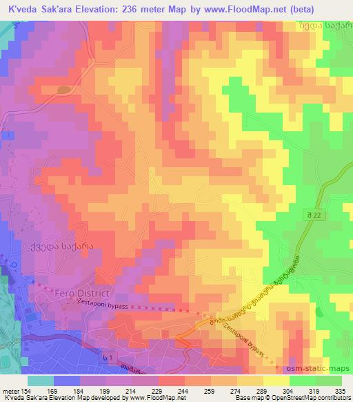 K'veda Sak'ara,Georgia Elevation Map