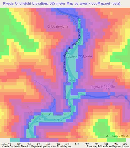 K'veda Oncheishi,Georgia Elevation Map