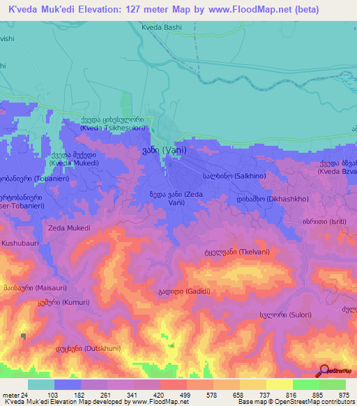 K'veda Muk'edi,Georgia Elevation Map