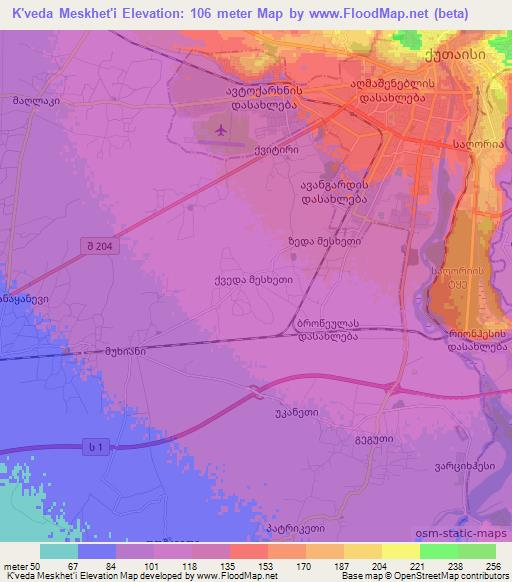 K'veda Meskhet'i,Georgia Elevation Map