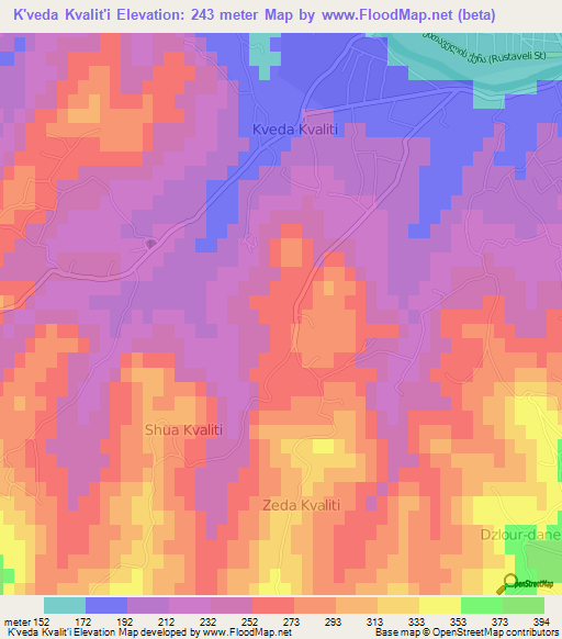 K'veda Kvalit'i,Georgia Elevation Map