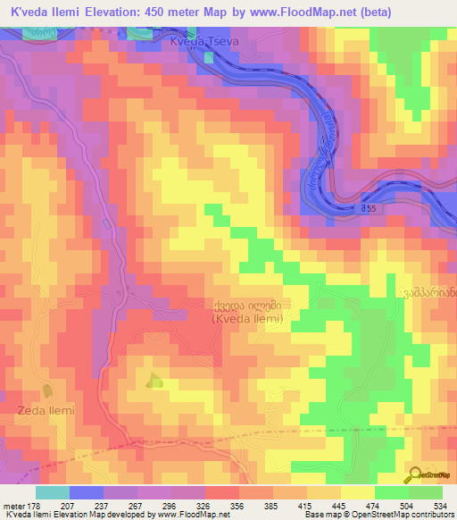 K'veda Ilemi,Georgia Elevation Map
