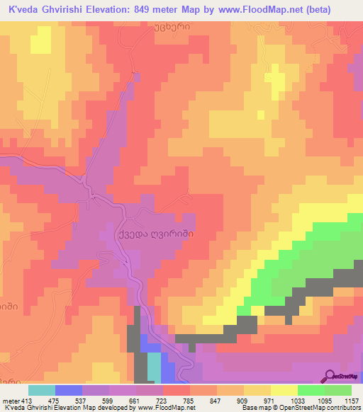 K'veda Ghvirishi,Georgia Elevation Map