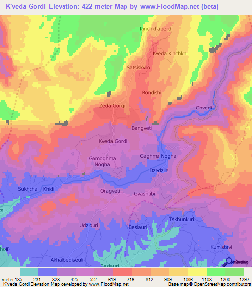 K'veda Gordi,Georgia Elevation Map