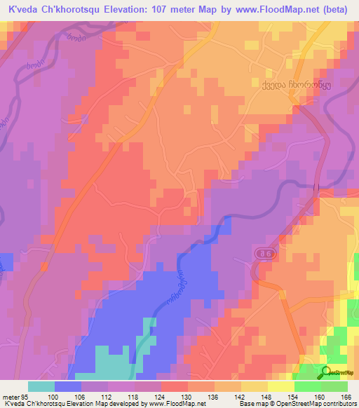 K'veda Ch'khorotsqu,Georgia Elevation Map
