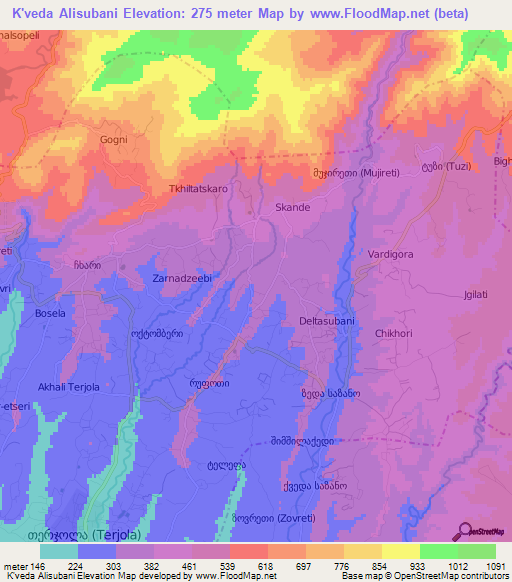 K'veda Alisubani,Georgia Elevation Map