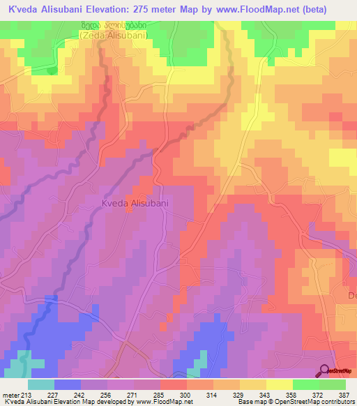 K'veda Alisubani,Georgia Elevation Map