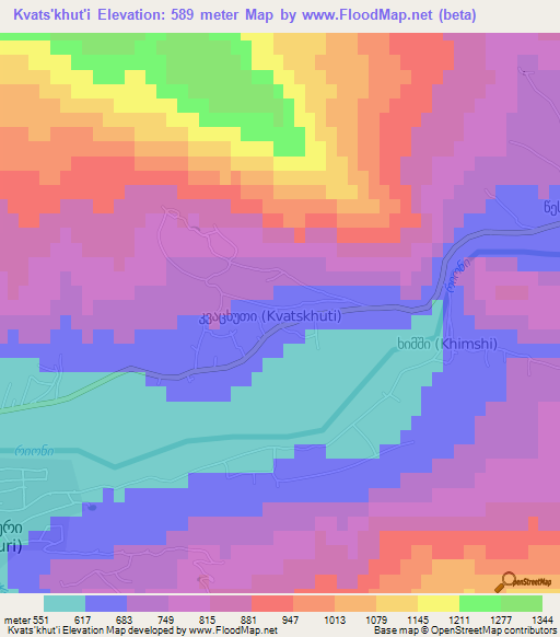 Kvats'khut'i,Georgia Elevation Map