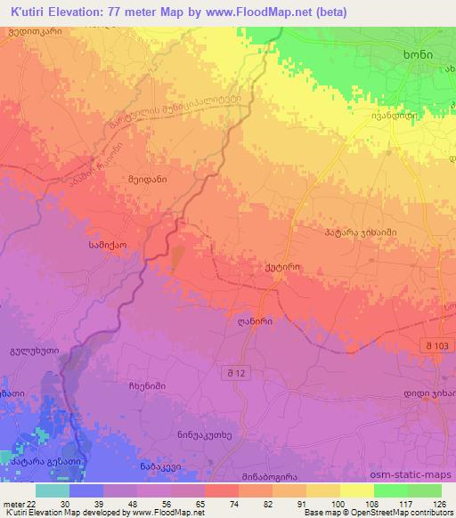 K'utiri,Georgia Elevation Map