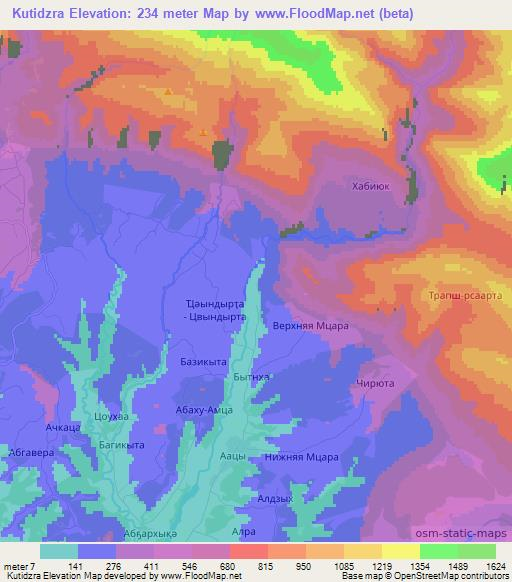 Kutidzra,Georgia Elevation Map