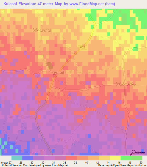 Kulashi,Georgia Elevation Map