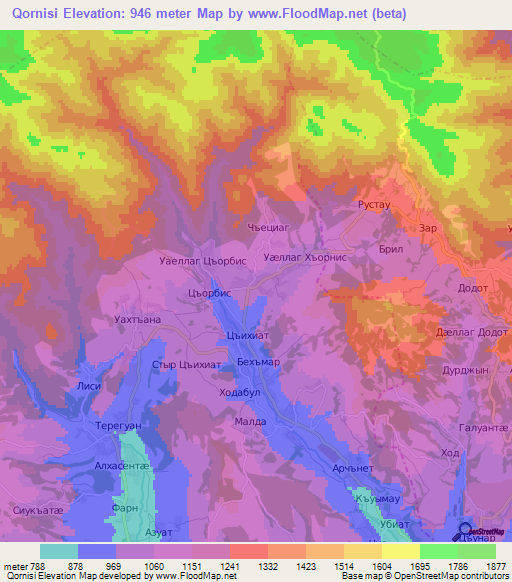 Qornisi,Georgia Elevation Map