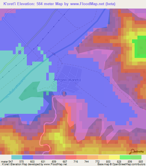 K'oret'i,Georgia Elevation Map