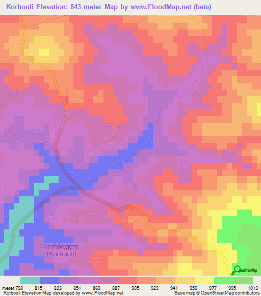 Korbouli,Georgia Elevation Map