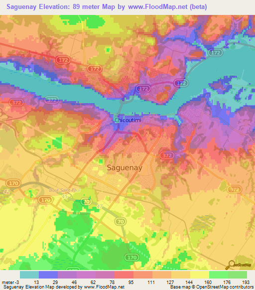 Saguenay,Canada Elevation Map