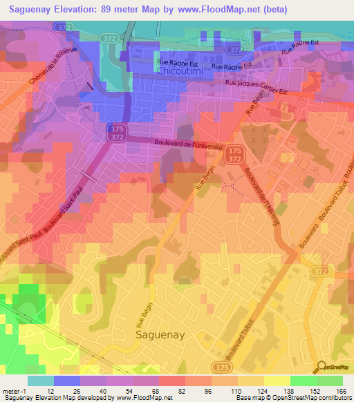 Saguenay,Canada Elevation Map
