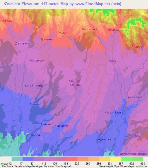 K'och'ara,Georgia Elevation Map