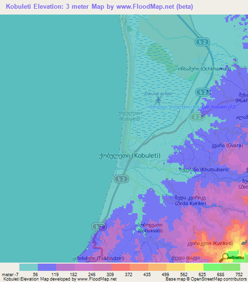 Kobuleti,Georgia Elevation Map