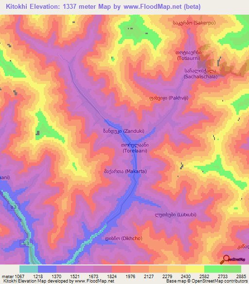 Kitokhi,Georgia Elevation Map