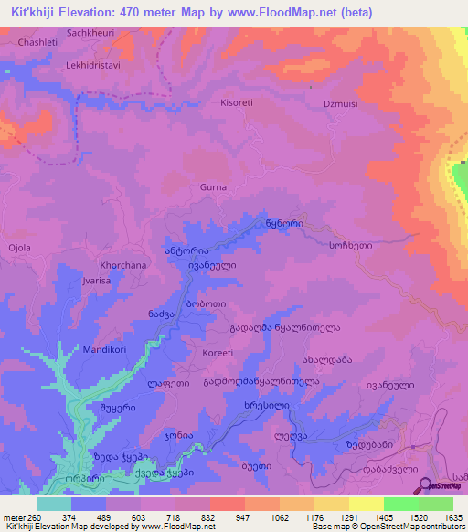 Kit'khiji,Georgia Elevation Map