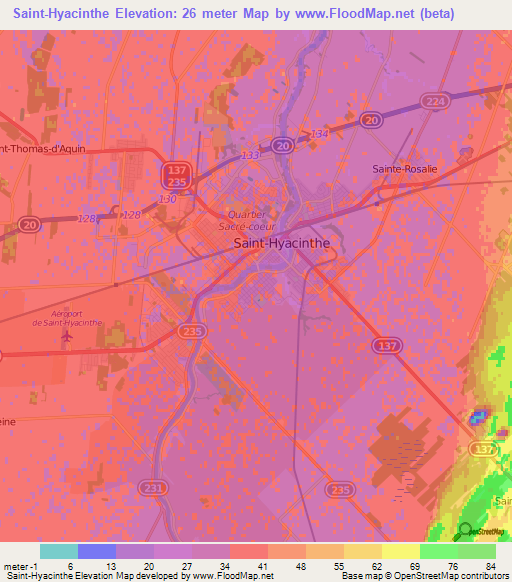 Saint-Hyacinthe,Canada Elevation Map