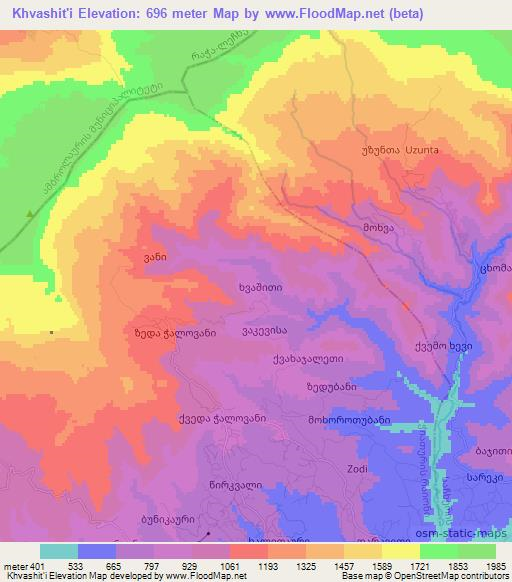 Khvashit'i,Georgia Elevation Map