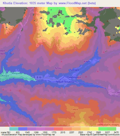 Khutia,Georgia Elevation Map