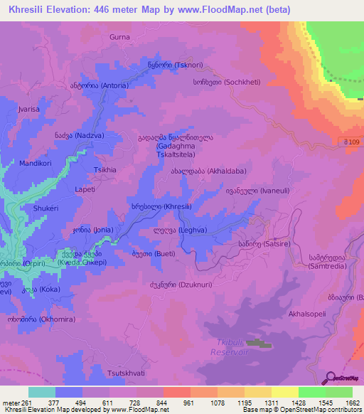 Khresili,Georgia Elevation Map