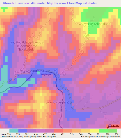 Khresili,Georgia Elevation Map