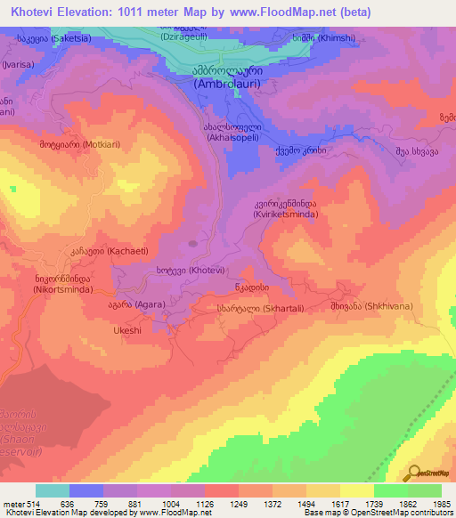 Khotevi,Georgia Elevation Map