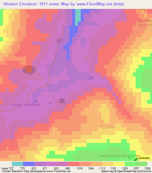 Khotevi,Georgia Elevation Map