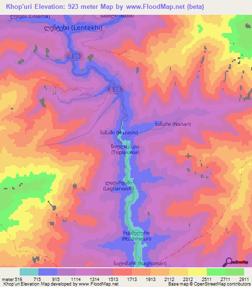 Khop'uri,Georgia Elevation Map