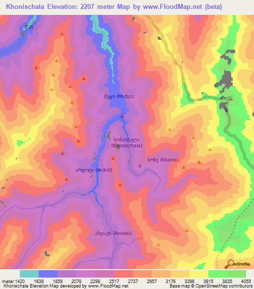 Khonischala,Georgia Elevation Map