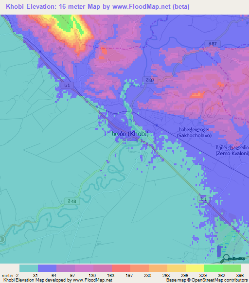 Khobi,Georgia Elevation Map