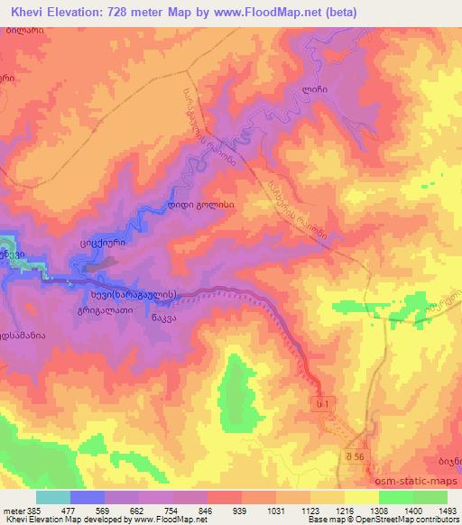 Khevi,Georgia Elevation Map