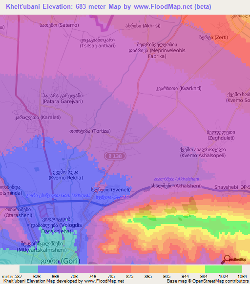 Khelt'ubani,Georgia Elevation Map