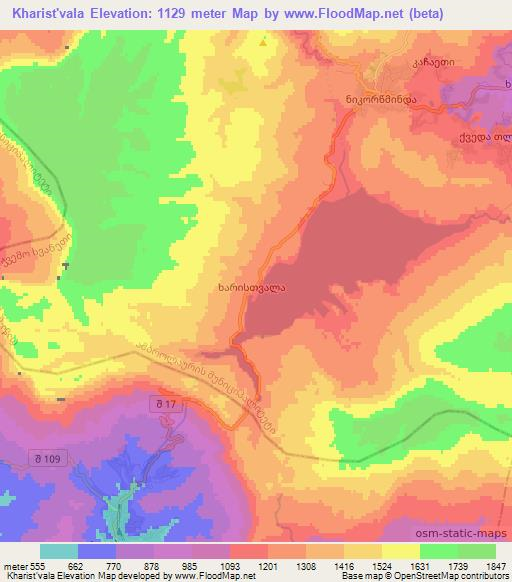 Kharist'vala,Georgia Elevation Map