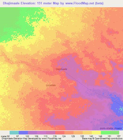 Dhajimaale,Somalia Elevation Map