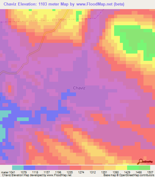 Chaviz,Iran Elevation Map