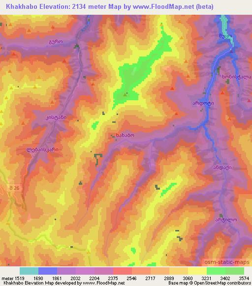 Khakhabo,Georgia Elevation Map