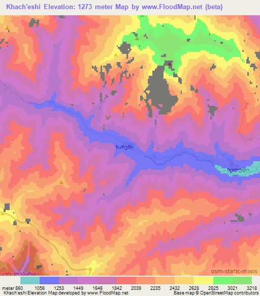 Khach'eshi,Georgia Elevation Map