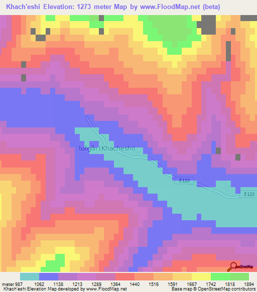 Khach'eshi,Georgia Elevation Map