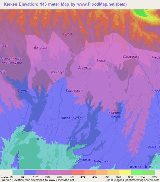 Kerken,Georgia Elevation Map