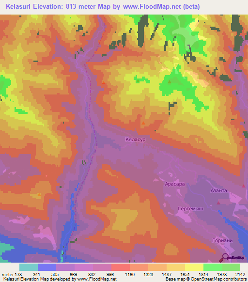 Kelasuri,Georgia Elevation Map