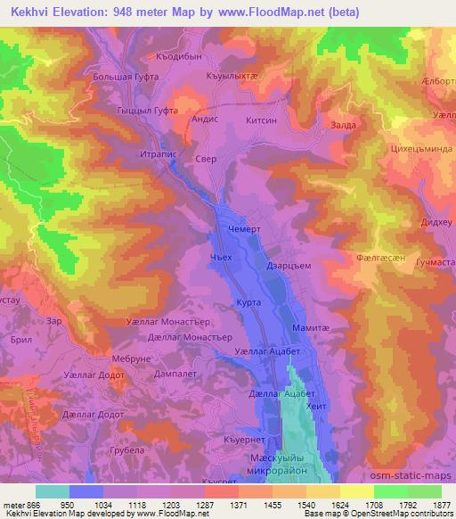 Kekhvi,Georgia Elevation Map