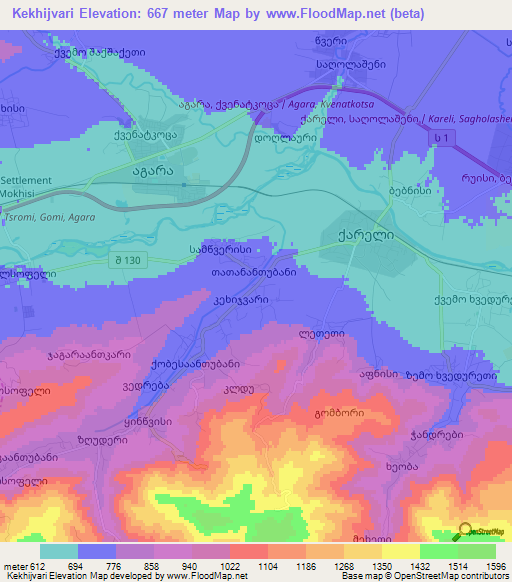 Kekhijvari,Georgia Elevation Map