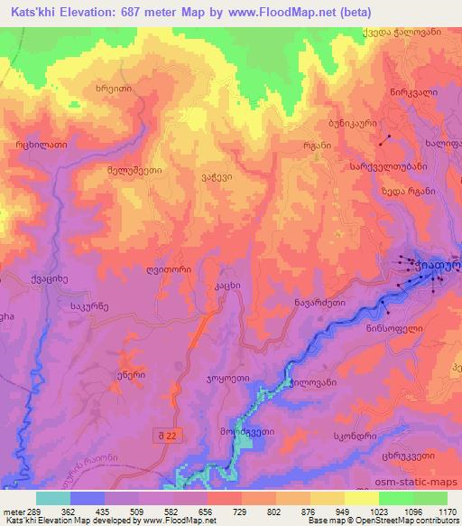 Kats'khi,Georgia Elevation Map